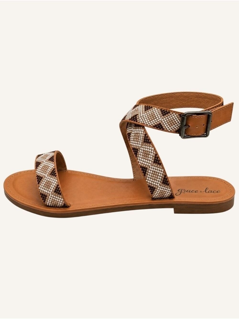 Grace & Lace Embroidered Sandals Size 8 NWT Boho Coastal Chic